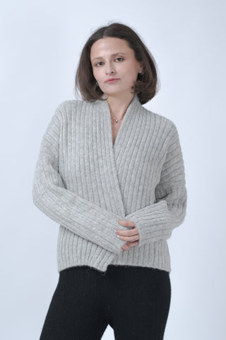Jayu Alpaca Cardigan, ribbed alpaca knit, sustainable alpaca sweater, handmade cardigan Bolivia, timeless knitwear