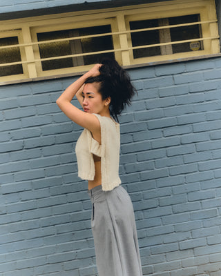 Munasiri Llama Vest — hand-knitted llama wool vest, timeless layering piece inspired by the Aymara word for love, handmade in Bolivia.