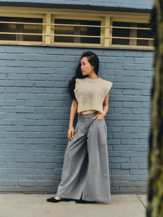 Munasiri Llama Vest — hand-knitted llama wool vest, timeless layering piece inspired by the Aymara word for love, handmade in Bolivia.