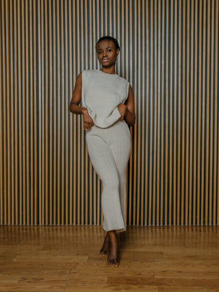 Munasiri Llama Vest — hand-knitted llama wool vest, timeless layering piece inspired by the Aymara word for love, handmade in Bolivia.