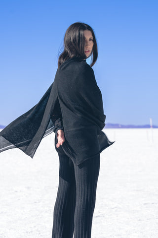 Sisa Alpaca Poncho — handwoven alpaca poncho with elegant drape, timeless design, and name inspired by Aymara for “woman who decides.