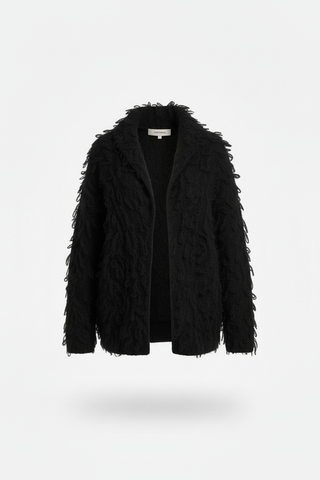 Black Condor Alpaca Cardigan - Matching White Version