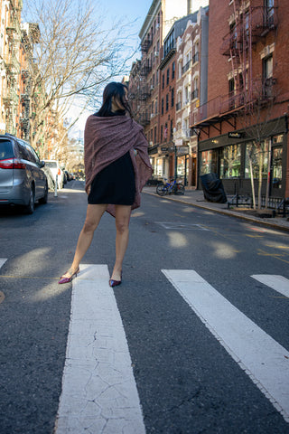 Chama Alpaca Poncho — alpaca poncho with relaxed silhouette, handmade in Bolivia, inspired by Aymara word for “strong and positive energy.”