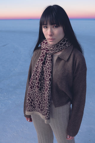 Print Alpaca Scarf — handwoven alpaca scarf with bold graphic design, soft and lightweight, artisan-made in Bolivia.