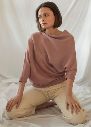 Paya Alpaca Sweater — handcrafted asymmetric alpaca knit, lightweight and minimalist design from Bolivia.